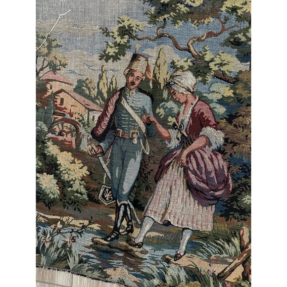 Vintage Aubusson Style French Tapestry “Courting” - Picture 2 of 5